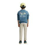 Silbon - S263021102638 – Sudadera azul 100% algodón de corte regular con dibujo en la espalda - Niño