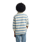 Silbon - S263021102644 – Sudadera tipo canguro 100% algodón de rayas azules con media cremallera - Niño