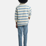 Silbon - S263021102644 – Sudadera tipo canguro 100% algodón de rayas azules con media cremallera - Niño