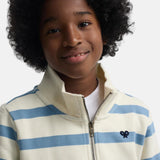 Silbon - S263021102644 – Sudadera tipo canguro 100% algodón de rayas azules con media cremallera - Niño
