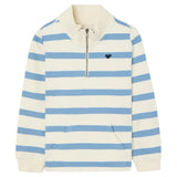 Silbon - S263021102644 – Sudadera tipo canguro 100% algodón de rayas azules con media cremallera - Niño
