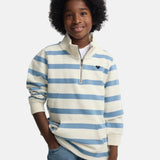 Silbon - S263021102644 – Sudadera tipo canguro 100% algodón de rayas azules con media cremallera - Niño