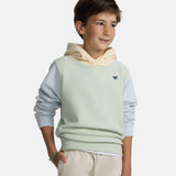 Silbon - S263021103649 – Sudadera verde claro 100% algodón con capucha y dibujo en la espalda - Niño