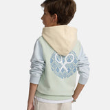 Silbon - S263021103649 – Sudadera verde claro 100% algodón con capucha y dibujo en la espalda - Niño