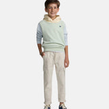 Silbon - S263021103649 – Sudadera verde claro 100% algodón con capucha y dibujo en la espalda - Niño