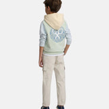 Silbon - S263021103649 – Sudadera verde claro 100% algodón con capucha y dibujo en la espalda - Niño