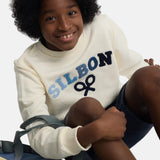 Silbon - S263021107640 – Sudadera 100% algodón color crema de corte regular – Niño