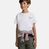 Silbon - S263070401258 – Camiseta blanca de manga corta con estampado trasero - Niño