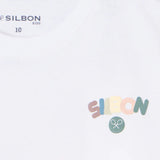 Silbon - S263070401258 – Camiseta blanca de manga corta con estampado trasero - Niño