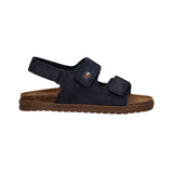 Tommy Hilfiger - T3X2343941899806 – Sandalias azules de cuero con cierre de velcro - Niño