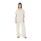 System Action - V25CA420_4 - Camisa de lino de manga corta con escote camisero - Mujer
