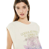 System Action - V25CT423_2 - Camiseta sin mangas con estampado frontal 100% algodón orgánico - Mujer