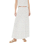 System Action - V25FA309_30 - Falda midi con estampado de flores y volantes - Mujer