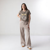 System Action - V25PA325_2 - Pantalón recto ancho con cordón en la cintura - Mujer