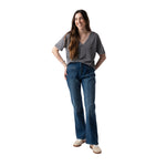 Vaqueros flare grises costura central mujer | Konestilochic