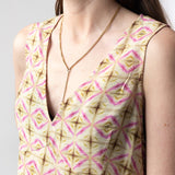 System Action - V25VE425_30 - Vestido corto con estampado geométrico y corte bajo el pecho - Mujer