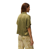 System Action - V26CA303-19 – Camisa verde de manga corta 100% viscosa - Mujer