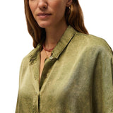 System Action - V26CA303-19 – Camisa verde de manga corta 100% viscosa - Mujer