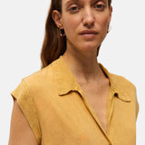 System Action - V26CA306-29 – Camisa mostaza con efecto delavado 100% viscosa eco - Mujer