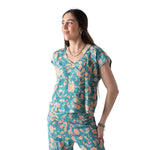 Camisa verde floral mujer System Action | Cuello pico Konestilochic