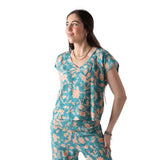 Camisa verde floral mujer System Action | Cuello pico Konestilochic