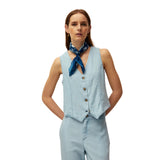System Action - V26CH417-5 – Chaleco azul de tencel con efecto vaquero - Mujer
