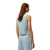 System Action - V26CH417-5 – Chaleco azul de tencel con efecto vaquero - Mujer