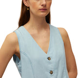 System Action - V26CH417-5 – Chaleco azul de tencel con efecto vaquero - Mujer