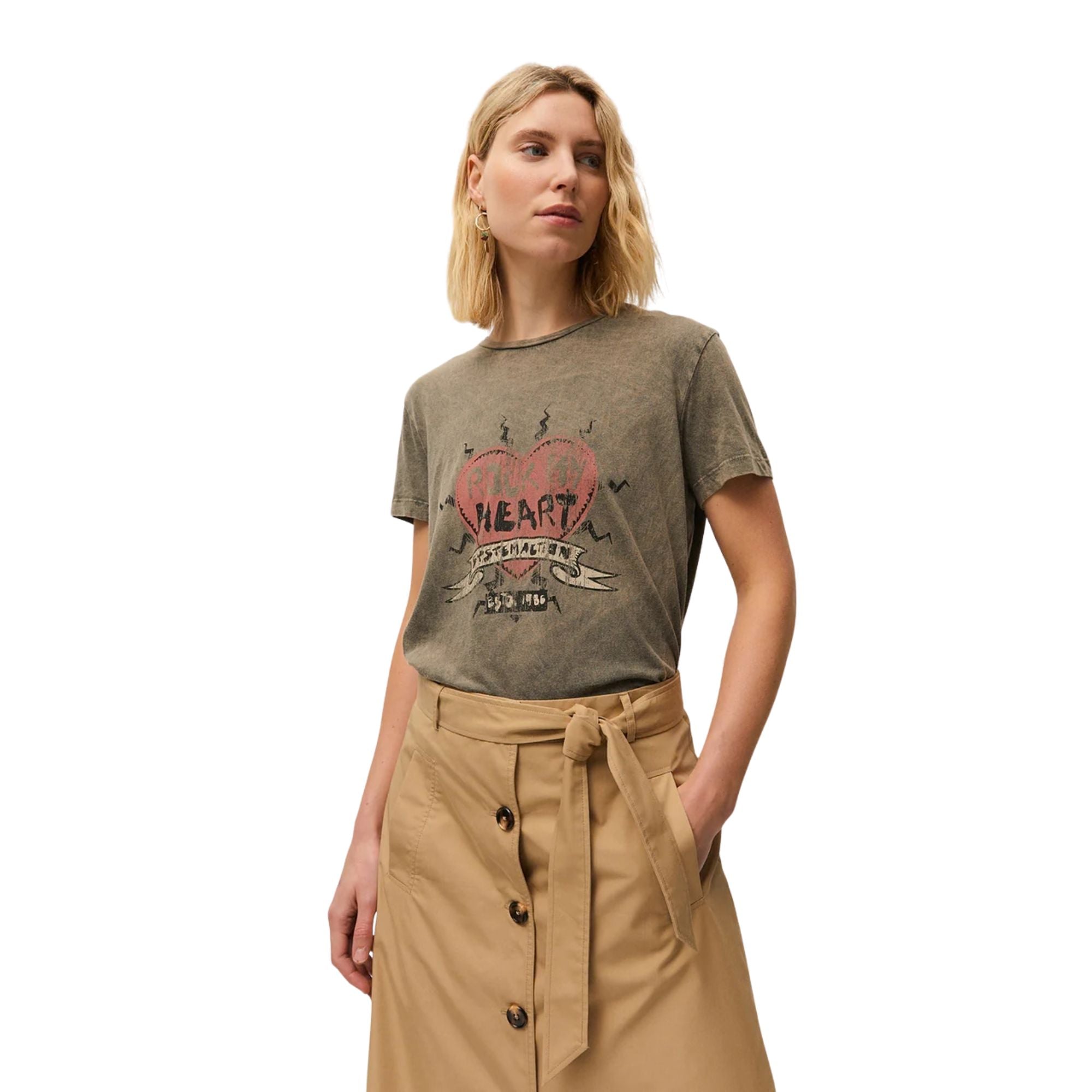 Camiseta verde oliva System Action mujer Konestilochic