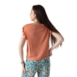 System Action - V26CT211-31 – Camiseta naranja de modal con volantes en las mangas - Mujer