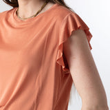 System Action - V26CT211-31 – Camiseta naranja de modal con volantes en las mangas - Mujer