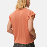 System Action - V26CT211-31 – Camiseta naranja de modal con volantes en las mangas - Mujer