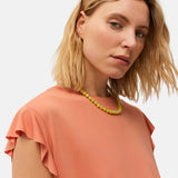 System Action - V26CT211-31 – Camiseta naranja de modal con volantes en las mangas - Mujer