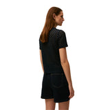 System Action - V26CT337-8 – Camiseta calada azul marino de manga corta 100% algodón - Mujer