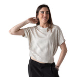 Camiseta crema de rayas System Action | Mujer sostenible Konestilochic