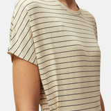 System Action - V26CT405-2 – Camiseta de rayas de manga corta con pliegues en el bajo - Mujer