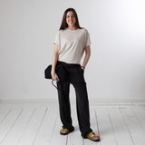 System Action - V26CT405-2 – Camiseta de rayas de manga corta con pliegues en el bajo - Mujer