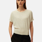 System Action - V26CT405-2 – Camiseta de rayas de manga corta con pliegues en el bajo - Mujer