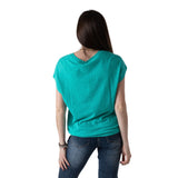 System Action - V26CT419-38 – Camiseta verde turquesa de manga corta de lino y algodón - Mujer