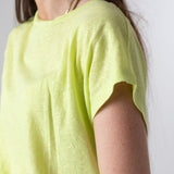 System Action - V26CT419-41 – Camiseta amarilla de manga corta de lino y algodón - Mujer