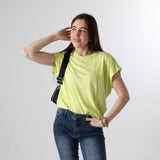 System Action - V26CT419-41 – Camiseta amarilla de manga corta de lino y algodón - Mujer