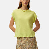 System Action - V26CT419-41 – Camiseta amarilla de manga corta de lino y algodón - Mujer