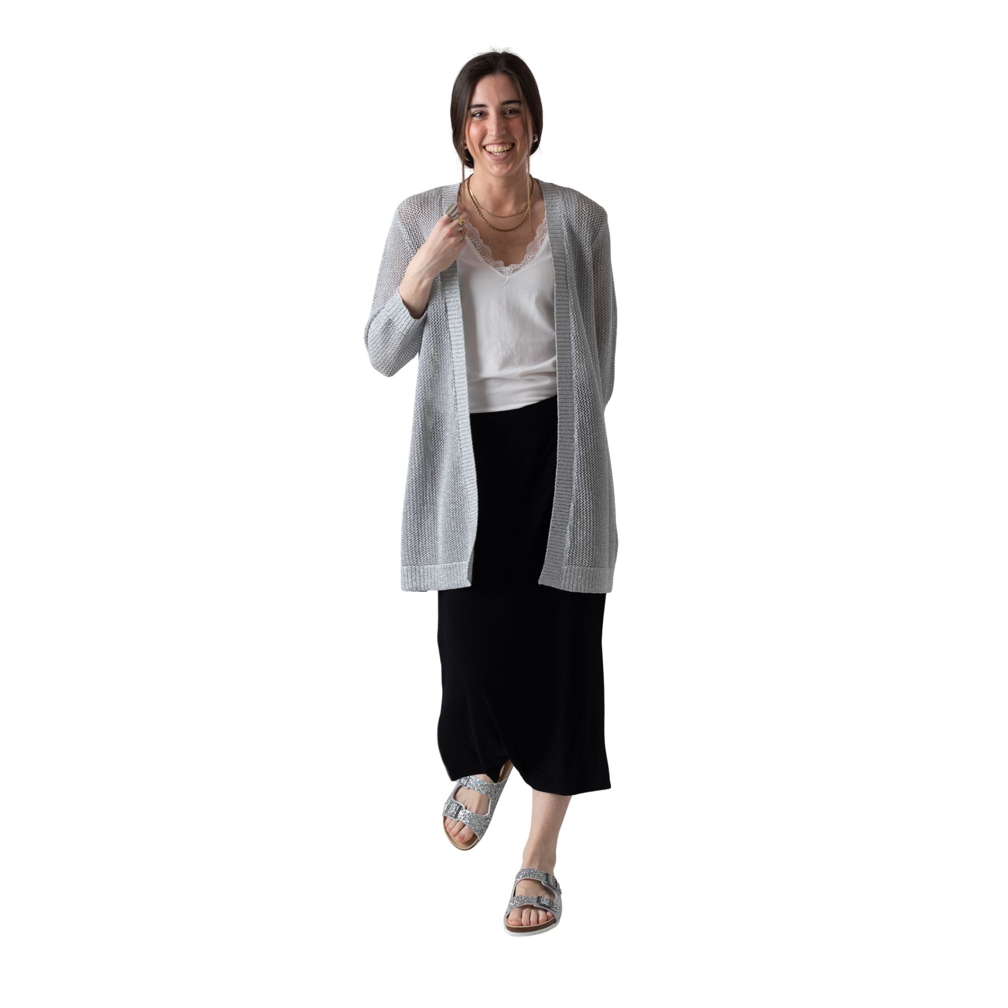 Falda negra midi con botones System Action Konestilochic