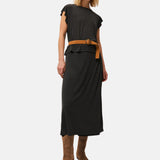 System Action - V26FA202-40 – Falda midi negra de modal con cintura elástica - Mujer