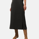 System Action - V26FA202-40 – Falda midi negra de modal con cintura elástica - Mujer