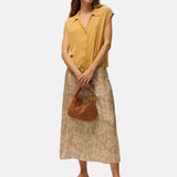 System Action - V26FA341-29 – Falda mostaza estampada evasé con cremallera lateral - Mujer