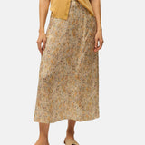 System Action - V26FA341-29 – Falda mostaza estampada evasé con cremallera lateral - Mujer