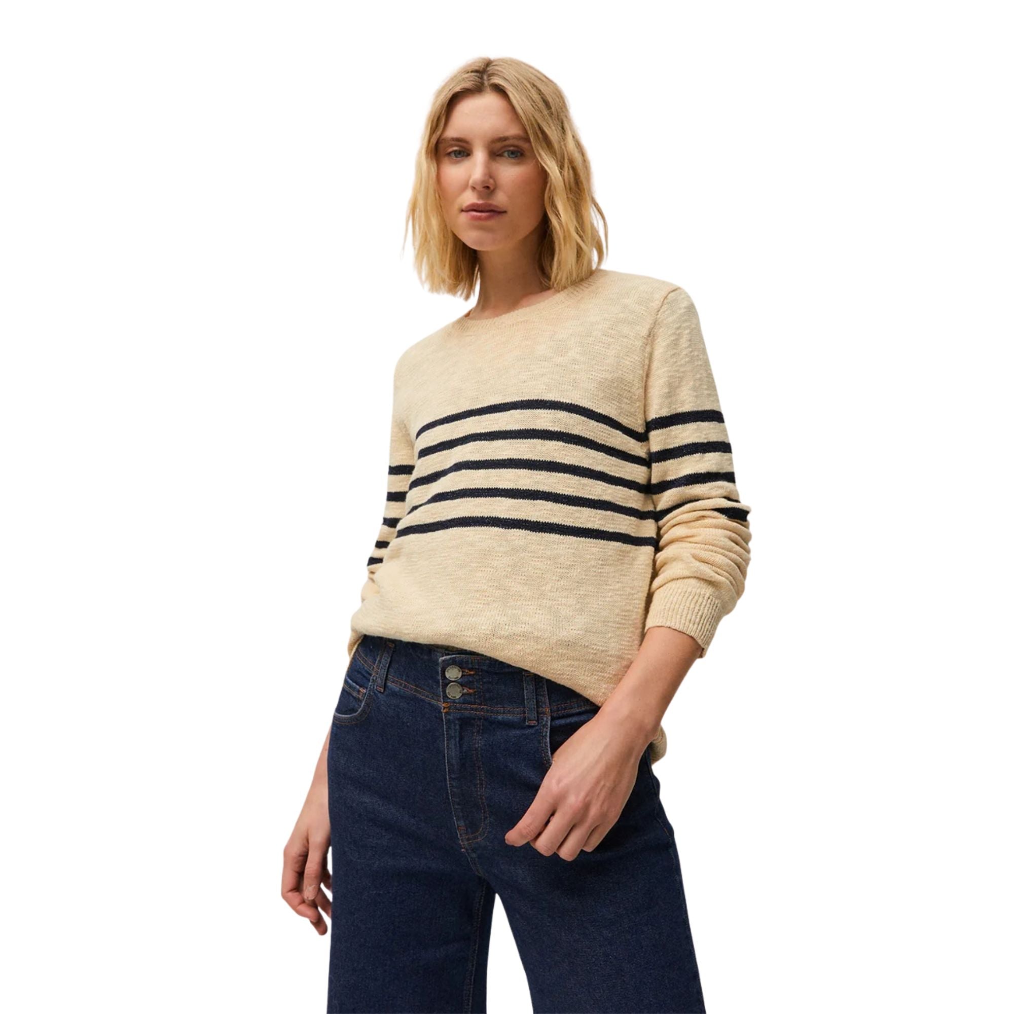 Jersey beige de rayas System Action mujer | Konestilochic