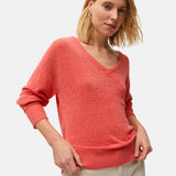 System Action - V26JE209-34 – Jersey coral con escote de pico con acabados acanalados - Mujer