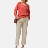 System Action - V26JE209-34 – Jersey coral con escote de pico con acabados acanalados - Mujer
